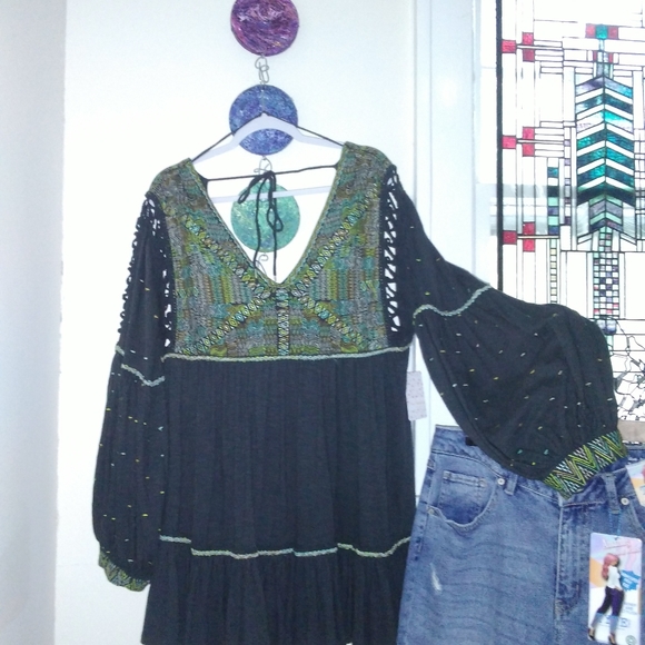 Free People Embroidered Shirt Dress Fall 2020 - Picture 2 of 2